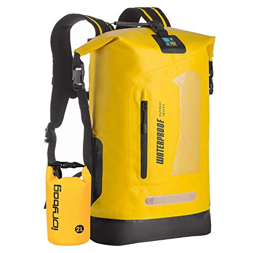 IDRYBAG Waterproof Backpack for Men 20L/30L/40L, Floating Dry Bag Kayak, Dry Backpack Hiking - color: Yellow, size: 40L