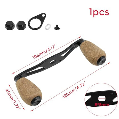 Fishing Reel Handle Fishing Replacement Parts with Wood Knob for Lakeside Seaside - color: Black+Dark Yellow