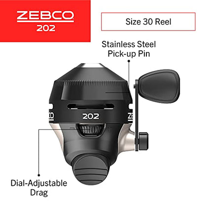 Zebco 202 Spincast Fishing Reel, Right-Hand Retrieve, Durable All-Metal Gears, Stainless Steel Pick-up Pin, Pre-Spooled with 10-Pound Zebco Fishing Line, - size: Size 30 Reel, style: Size 30 Reel (Clam Pkg)