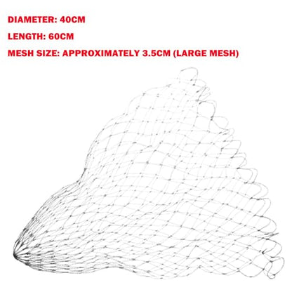 60×40cm Rubber-Coated Dyneema Fishing Landing Net Replacement – 3.5cm Large Mesh, Gray, for Sea/River/Lake/Boat Fishing