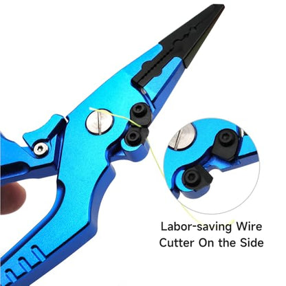 Multifunctional Aluminum Alloy Lure Pliers and Fish Handling Set - Open-Screen Hook Removal - Titanium Alloy Long-Nose Hook Binding Scissors - Ideal Gift for Fishing Enthusiasts