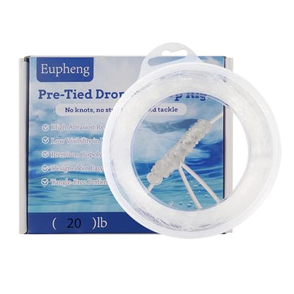 Eupheng Pre-Tied Dropper Loop Fishing Rig, 18" Spacing, 5.5" Loop Size, Ideal for Saltwater & Freshwater Fishing, 20lb-80lb Line Options - size: 20lb-80knots