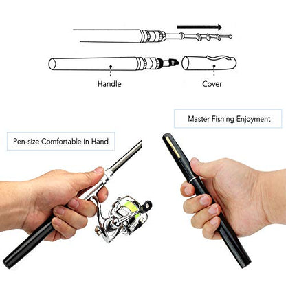Lixada Fishing Rod Reel Combo Mini Pen Fishing Pole Kit Telescopic Fishing Rod Spinning Reel Combo Kit - color: Blue, size: 1.0 m