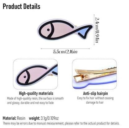 6 Pcs Cartoon Pink Fish Hair Clips Line Little Fish Non Slip Resin Barrette Sweet Bangs Headwear Styling Clip for Women Ocean Hair Accessories Hairstyle Tool - color: Style 1