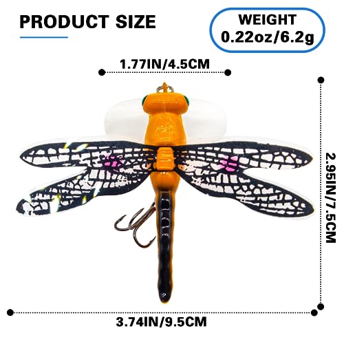Topwater Fishing Lures Insect Fishing Lures Dragonfly Fishing Lures Dragonfly Lure Fishing Bait with Hooks for Outdoor Fishing Tools - color: Dragonfly 5pcs