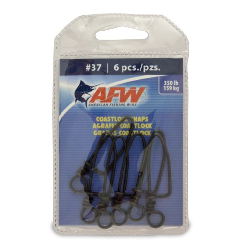 AFW Brass Coastlock Snap Swivels – Durable Fishing Gear with High-Strength Wire Snaps, Black Oxide Finish, Prevents Line Twisting & Kinking, Supports Up to 350 lb Test. - size: 6 Pieces, 350 Pound Test