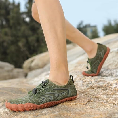 UBFEN Water Shoes for Men Women Quick Dry Swim Aqua Socks | Lightweight Barefoot-style Fit, Rubber Sole, Hiking, Fishing, Kayaking, Beach, Pool, Boating, Diving And Water-to-land Wear - color: Green, size: 15 Women/13 Men