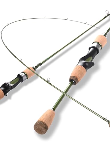 LITTMA Wild Streams Ultralight Spinning&Casting Trout Rod, 2-Piece Fishing Rod for Crappie, Panfish & Micro Fishing, Green Carbon Fiber Blank with Cork Handle, 5’6”/6’/6’6”/7’ - size: 5'6"-Cast-Ultralight (2pcs)