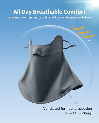 Stelle UV Protection Face Cover Breathable Cooling Neck Coverage Gaiter Scarf Summer Outdoor Activities - color: Grey
