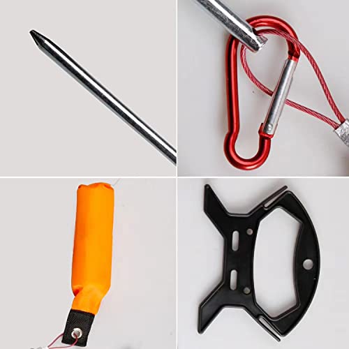 Fish Stringer Clip,Fishing Stringer Clip Fish Lock Stainless Steel Wire Rope Lanyard Live Fish Lock with Float,5/10 Metal Snaps - color: 10 Clips