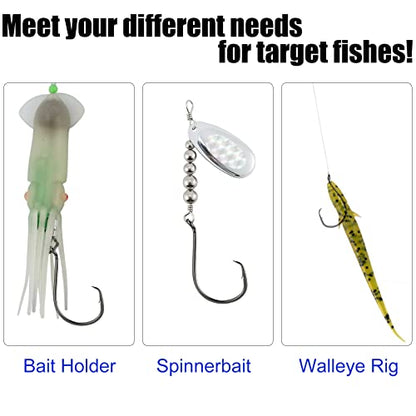Dr.Fish 100 Pack Octopus Circle Hooks, Saltwater & Freshwater Fishing Hooks, #8-#10/0, Offset, Catfish, Tuna, Striper, Snapper, Bass Fishing - color: Black, size: #1/0-100 Pack