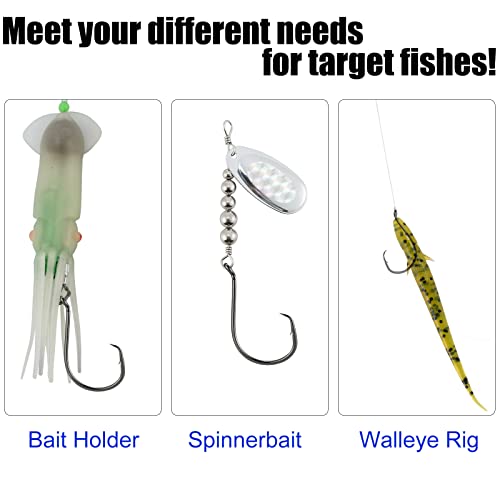 Dr.Fish 100 Pack Octopus Circle Hooks, Saltwater & Freshwater Fishing Hooks, #8-#10/0, Offset, Catfish, Tuna, Striper, Snapper, Bass Fishing - color: Black, size: #8/0-100 Pack