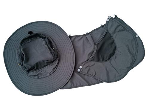 DDYOUTDOOR™ 07-281 Fashion Summer Outdoor Sun Protection Fishing Cap Neck Face Flap Hat Wide Brim - color: Dark Gray