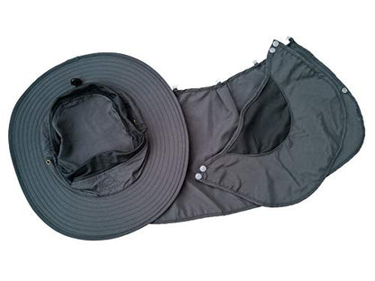 DDYOUTDOOR™ 07-281 Fashion Summer Outdoor Sun Protection Fishing Cap Neck Face Flap Hat Wide Brim - color: Dark Gray