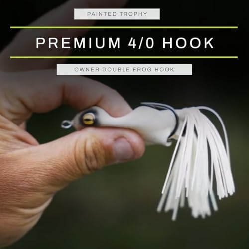 Scum Frog Trophy Series Topwater Bass Fishing Hollow Body Frog Lure with Weedless Hooks - color: New Moon, size: 5/8 oz.