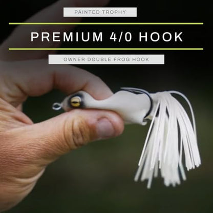 Scum Frog Trophy Series Topwater Bass Fishing Hollow Body Frog Lure with Weedless Hooks - color: New Moon, size: 5/8 oz.
