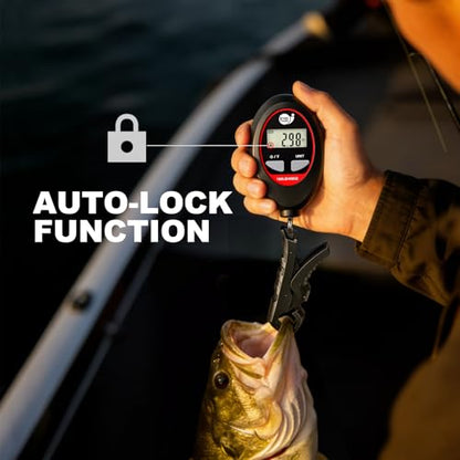 SNAIL TRAIL 100 lbs Digital Fishing Weight Scale & 4.6'' Fish Lip Gripper, LCD Display, Multi-Unit (LB, KG, LB:OZ), Portable Electric Tournament Bass Weigher for Anglers - color: Black & Gripper