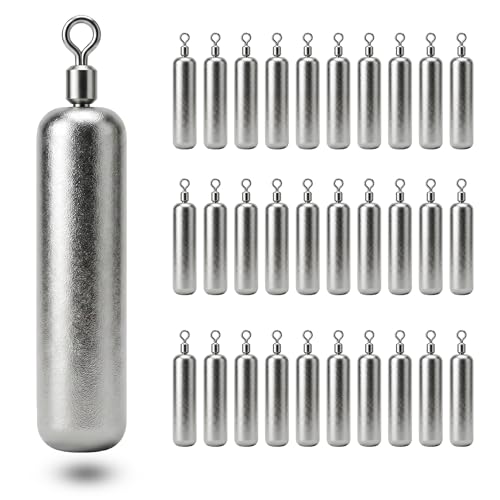 Drop Shot Fishing Weights with Rolling Swivel Streamlined Lead Fishing Sinkers for Freshwater Saltwater Catfish Bass Casting Fishing and Bottom Fishing Rigs - size: 1/8oz-30pcs-pencil1