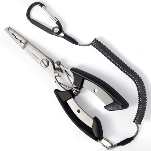 Fishing Pliers, 3rd Generation Multifunctional Stainless Steel Fish Pliers Hook Remover Tools with Lanyard, Suitable for Saltwater and Freshwater