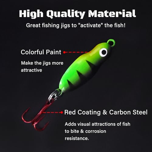 Ice Fishing Jigs Luminous Ice Fishing Lures Glowing Jig Gear Winter Fishing Jigging for Crappie Pike Panfish Walleye Perch Bluegill 6pcs/20pcs - color: A-6PCS