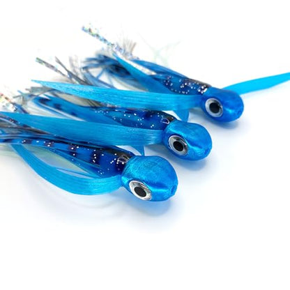 Saltwater Big Game Fishing Lure, for Offshore trolling (FlyBoy) - color: Blue Light Blue Glow (Unrigged)