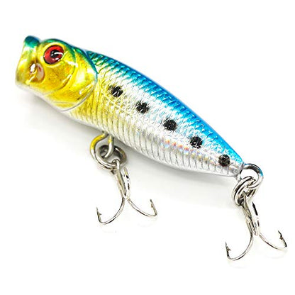 Seasky Fishing Plug Lures Micro Popper Topwater Trout Attack in Freshwater - color: Silver blue