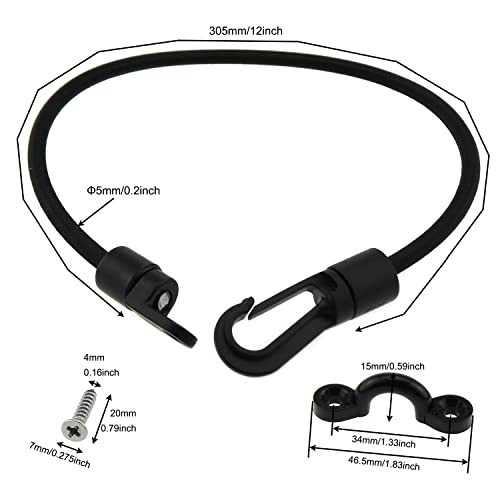 2pcs 12 Inches Elastic Rope Bungee Cord Rod Strap Holder Deck Mount Connector Mount Rod Strap for Kayak