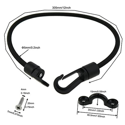 2pcs 12 Inches Elastic Rope Bungee Cord Rod Strap Holder Deck Mount Connector Mount Rod Strap for Kayak