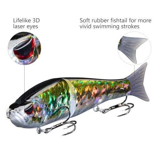 Bassdash SwimShad Glide Baits Jointed Swimbait Bass Pike Salmon Trout Muskie Fishing Lure - color: Baby Bass, size: 7in/2.2oz