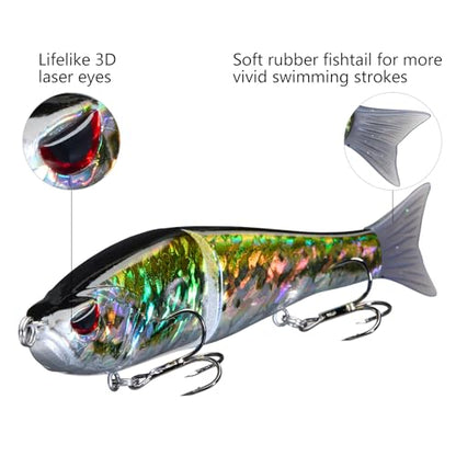 Bassdash SwimShad Glide Baits Jointed Swimbait Bass Pike Salmon Trout Muskie Fishing Lure - color: Baby Bass, size: 4.5in/0.65oz
