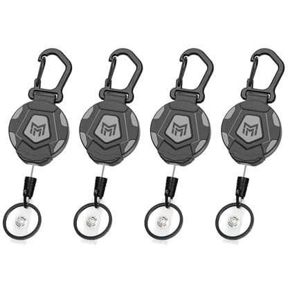 MNGARISTA 4-Pack Retractable Keychain, Heavy Duty Carabiner Badge Holder, Tactical ID Badge Reel with 31.5” Steel Retractable Cord, 8.0 oz - style: 4-Pack
