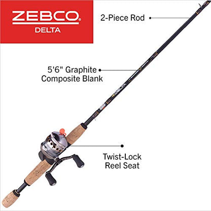 Zebco Delta Spincast Reel and Fishing Rod Combo, Instant Anti-Reverse Clutch, Changeable Right- or Left-Hand Retrieve, Pre-Spooled with Zebco Fishing Line - style: 5'6" Rod, Size 20 Reel (2009)