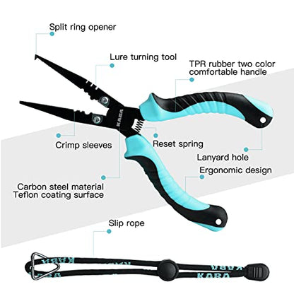 kaba Fish Lip Gripper with Scale, 40 Pound Stainless Steel Fishing Gripper Professional Fishing Lip Grabber Tool, Fish Grabber Clip Fish Control Tackle - color: Set-blue