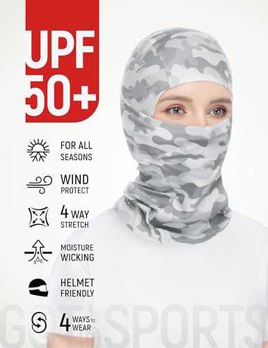 UPF 50+ Balaclava Ski Mask for Men Women - UV Face Mask Motorcycle Shiesty | Windproof, Breathable, Hinge Design, Full & Half Face Coverage, Fits Under Helmet, Snowboarding, Skiing - color: Jigsaw Snow