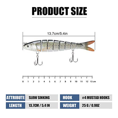 TRUSCEND Swimmax Easy Catch Fishing Lures with BKK Hooks, Wiggling, Vibrating, Rattling and Gurgling for More Bite, Heavy-Duty Dyneema Fiber Jointed Swimbaits for Bass, Trout, Walleye, Crappie, Pike - color: A-5.4",0.9oz