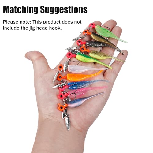 Crappie Lures Soft Plastic Baits Fishing Lures FS/RE-02 | Natural swimming action, soft plastic, 10 condition-matched colors, bulk pack for crappie bass catfish - style: 50pcs
