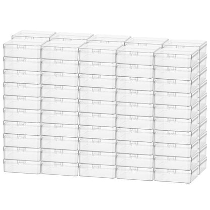 Goodma 100 Pieces Square Mini Clear Plastic Storage Box, 2.56x2.56x0.79 in | Empty, Organizer Containers, Hinged Lids, For Small Items, For Craft Projects - size: 2.56 x 2.56 x 0.79 inch