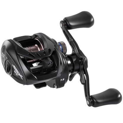 Sougayilang Baitcasting Reel with Digital Anti-Backlash Control - Smart Computer Braking System, 7.2:1 Gear Ratio, 18.5LB Max Drag-Easy Casting Baitcaster for Beginners & Bass Anglers - color: black, size: Left Hand