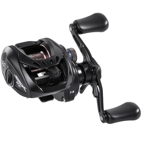 Sougayilang Baitcasting Reel with Digital Anti-Backlash Control - Smart Computer Braking System, 7.2:1 Gear Ratio, 18.5LB Max Drag-Easy Casting Baitcaster for Beginners & Bass Anglers - color: black, size: Left Hand
