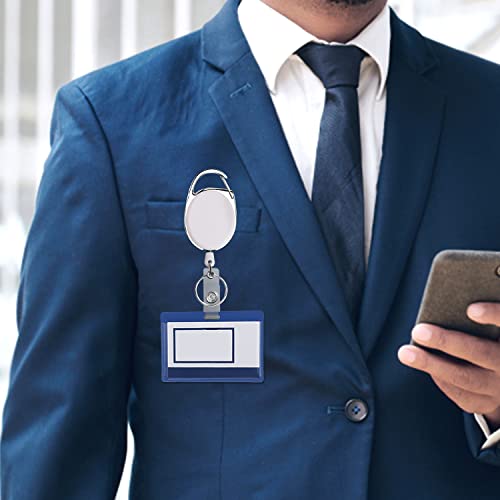 Retractable Badge Holder with Carabiner Reel Clip and Key Ring for ID Card Key Keychain Holders White 10 Pieces - style: White-10pcs