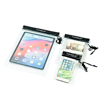 YUMQUA Clear Waterproof Bag, Waterproof Document Pouch Passport Holder Water Tight Map Case Waterproof Pouch Water Proof Small Dry Bags for Kindle Phone Tablet Camera, Kayak Boat PaddleBoard - color: Black