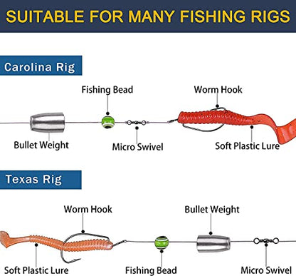 Fishing Weights Bullet Sinkers, 24pcs Worm Weights Iron Slip Sinkers for Bass Fishing Pitching and Flipping Texas Rigs - size: 1/8oz-24pcs