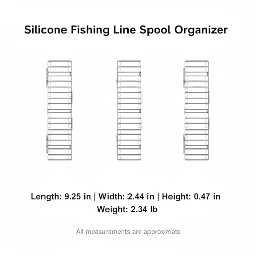 Silicone Fishing Line Spool Organizer Box with Number Stickers for Tackle Storage and Gear Organization - size: 9.25 x 2.44 x 0.47 in