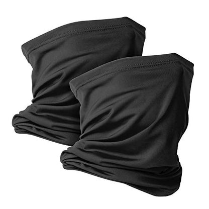 VULKIT 2 Pack Neck Gaiter Face Mask Scarf Reusable Bandanas Tube UV Protection Balaclava Outdoor Sport for Men and Women - color: Black