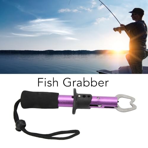 2 Pcs Stainless Steel Fish Lip Gripper - Portable Secure Fish Holder for Freshwater Saltwater Fishing Accessories(Purple) - color: Purple