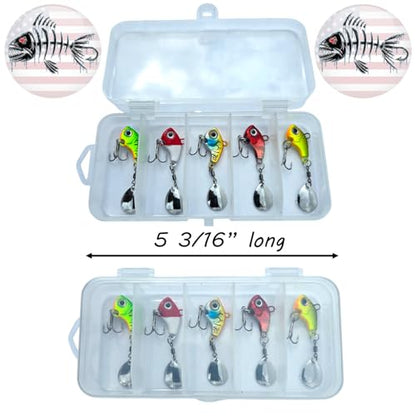 5pc Ice Jig Minnows Fishing Lure - Ice Fishing Bass Trout Walleye Pike Crappie Salmon Saltwater Freshwater Spinner Hard Crankbait Treble Hook Jig Kit - size: Size 5g