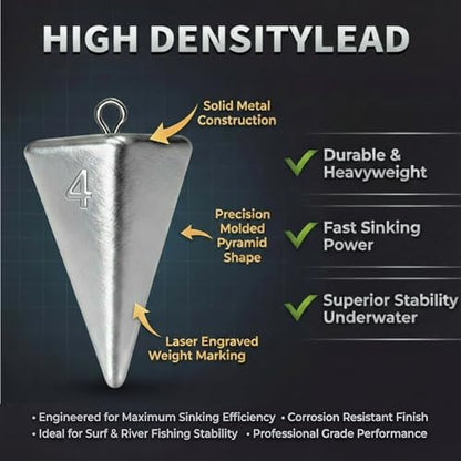 Pyramid Fishing Weights Sinkers Kits Triangle Ocean Saltwater Surf Fishing Gear Tackle Bullet Fishing Weights Sinker 2oz 3oz 4oz - color: 4Oz-6pcs