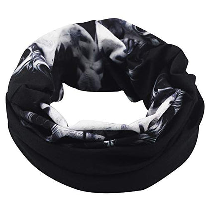 Obacle Neck Gaiter Face Mask Bandana for Dust Wind Sun Protection for Men Women - color: Skull Gray White Face Tear Lips