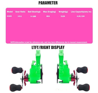 Ice Fishing Reel High-Speed Ratio Inline Freespool Reel Wear-Resistant 5+1 BB Ice Fishing Gear for Sea Lake Pond Metal Spool