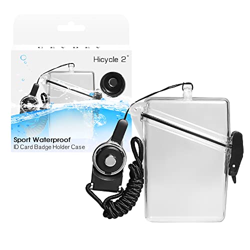 2pcs Sport Waterproof ID Card Badge Holder Case with Lanyard Cover Multiple Credit Cards, Registration, ins Card Heavy Duty Durable Locker Dry Box (Clear) - color: Clear